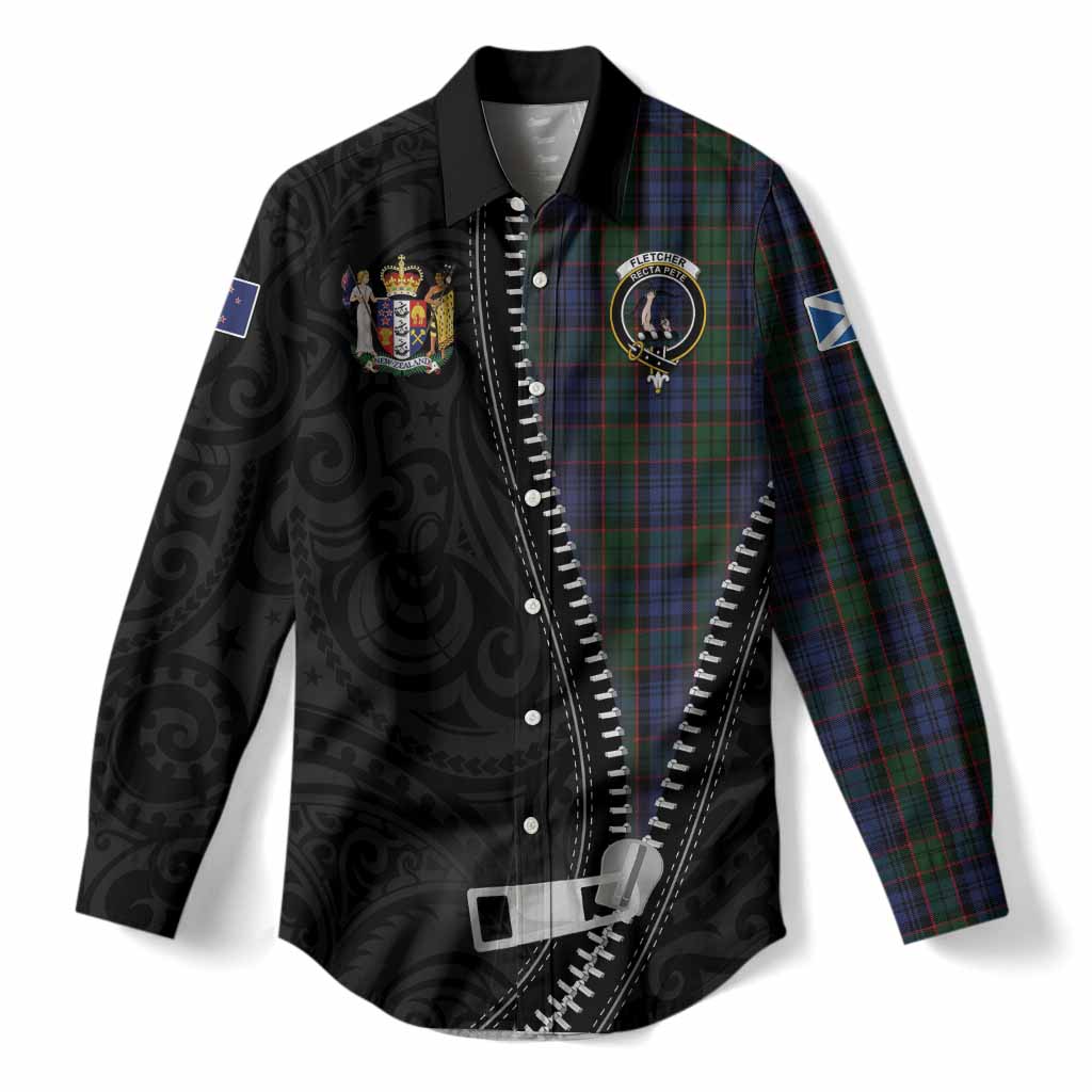 Fletcher Tartan Women Casual Shirt New Zealand Pattern Unique Zipper Stylized