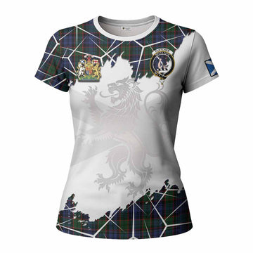 Fletcher Tartan Women T shirt with Family Crest and Lion Rampant Grunge Style
