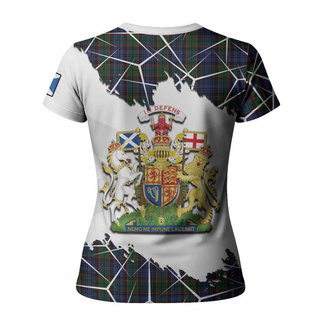 Fletcher Tartan Women T shirt with Family Crest and Lion Rampant Grunge Style