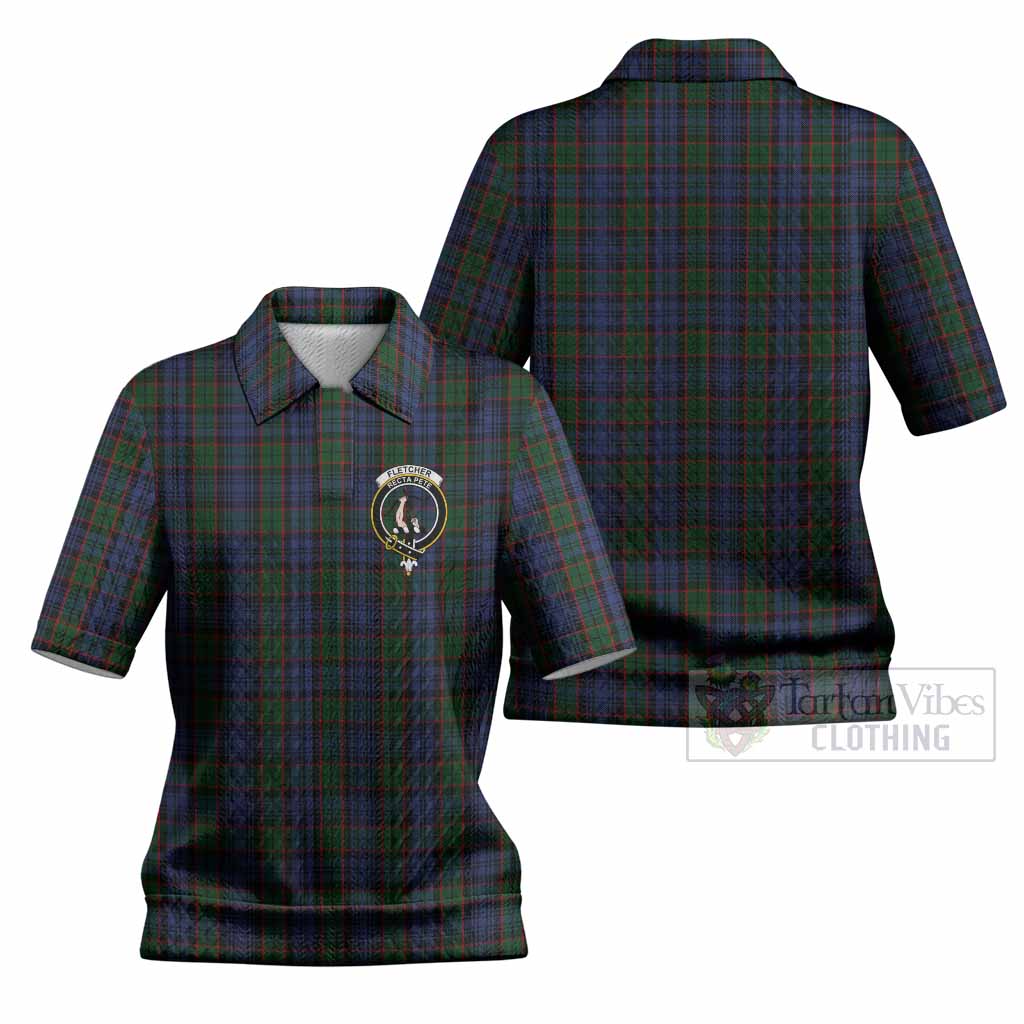 Fletcher Tartan Women’s Polo Sweater Top with Family Crest