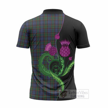 Fletcher Tartan Zipper Polo Shirt Traditional Scottish Thistle