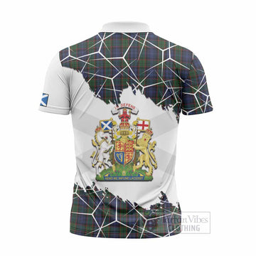 Fletcher Tartan Zipper Polo Shirt with Family Crest and Lion Rampant Grunge Style