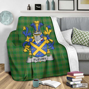 Tartan Vibes Clothing Fleury Irish Clan Tartan Blanket with Coat of Arms