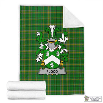 Tartan Vibes Clothing Flood Irish Clan Tartan Blanket with Coat of Arms
