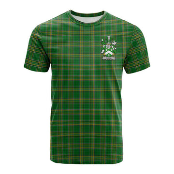 Flood Irish Clan Tartan Cotton T-shirt with Coat of Arms