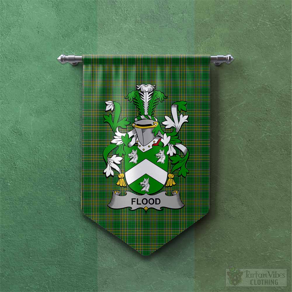 Tartan Vibes Clothing Flood Irish Clan Tartan Gonfalon, Tartan Banner with Coat of Arms