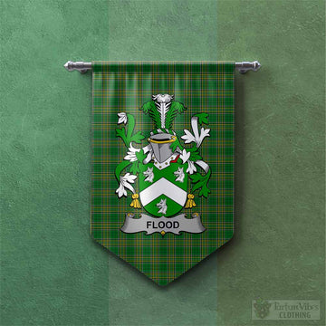 Flood Irish Clan Tartan Gonfalon, Tartan Banner with Coat of Arms