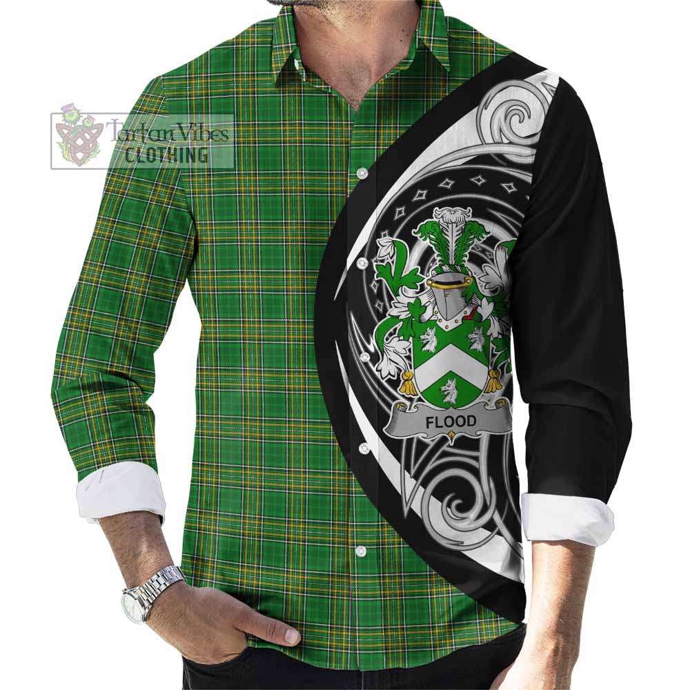 Tartan Vibes Clothing Flood Irish Clan Long Sleeve Button Shirt Celtic Circle Style