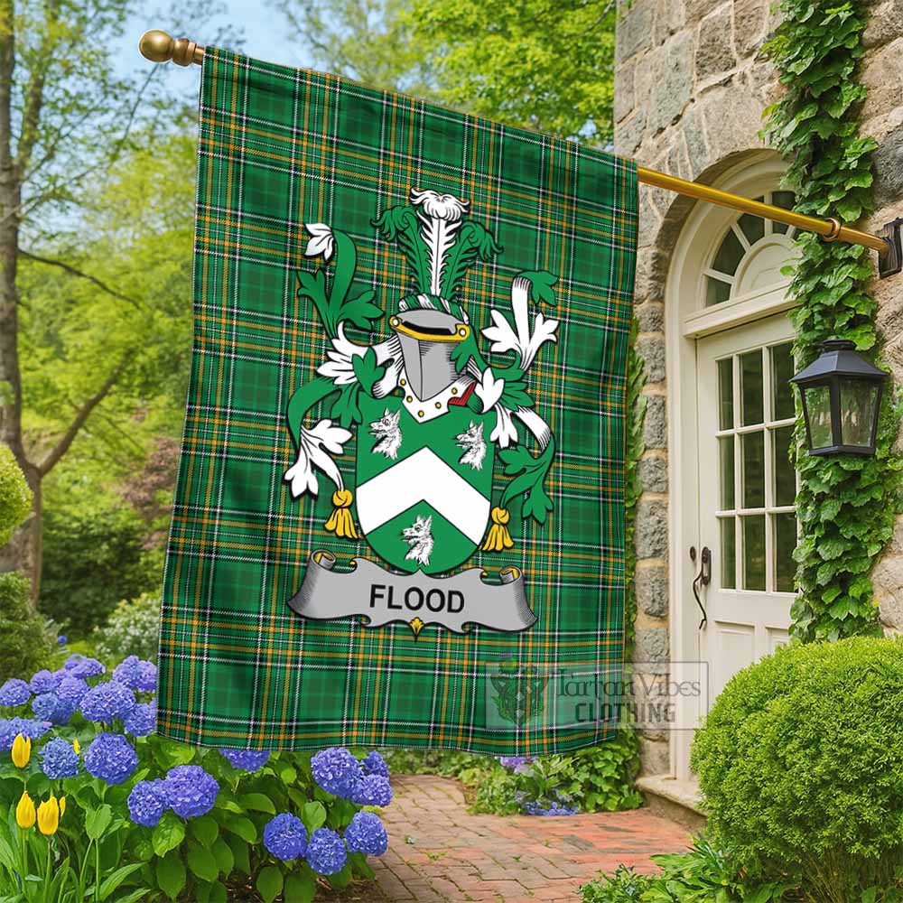 Flood Irish Clan Tartan Flag with Coat of Arms