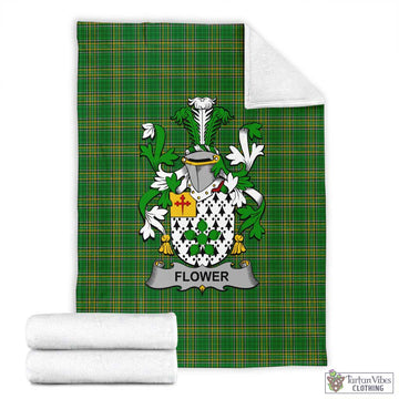 Tartan Vibes Clothing Flower Irish Clan Tartan Blanket with Coat of Arms