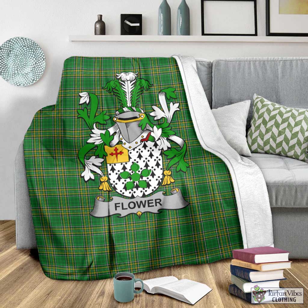 Flower Irish Clan Tartan Blanket with Coat of Arms - Tartan Vibes Clothing