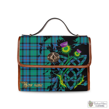 Tartan Vibes Clothing Flower Of Scotland Tartan Waterproof Canvas Bag with Scotland Map and Thistle Celtic Accents