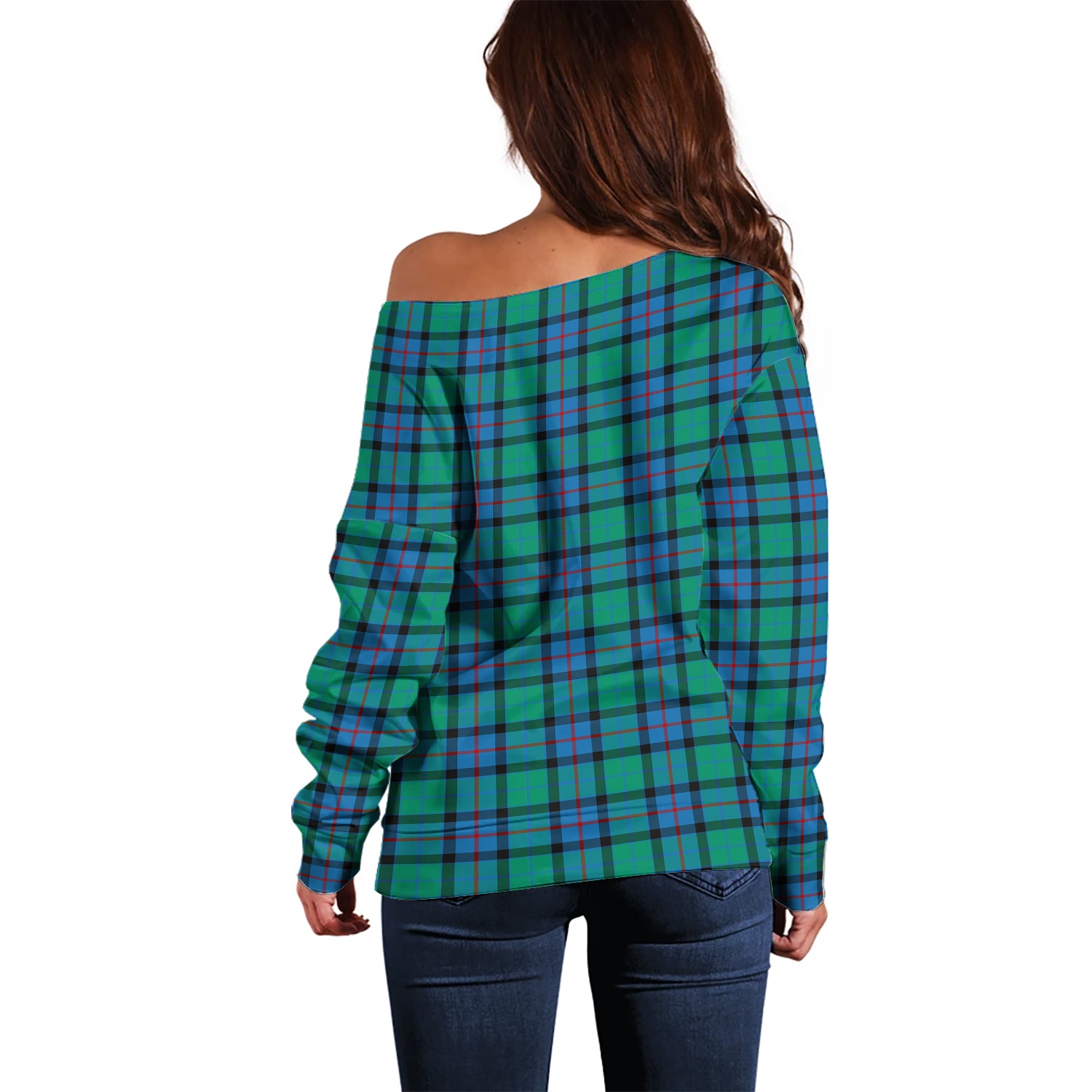 Flower Of Scotland Tartan Off Shoulder Women Sweater - Tartanvibesclothing