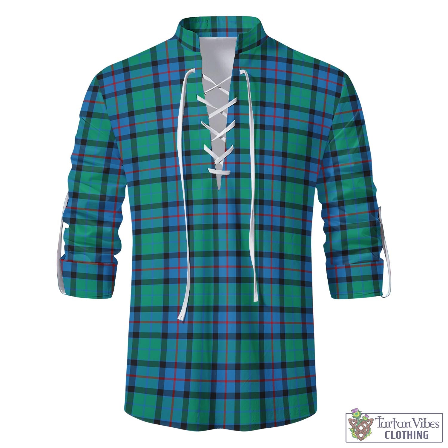 Tartan Vibes Clothing Flower Of Scotland Tartan Men's Scottish Traditional Jacobite Ghillie Kilt Shirt