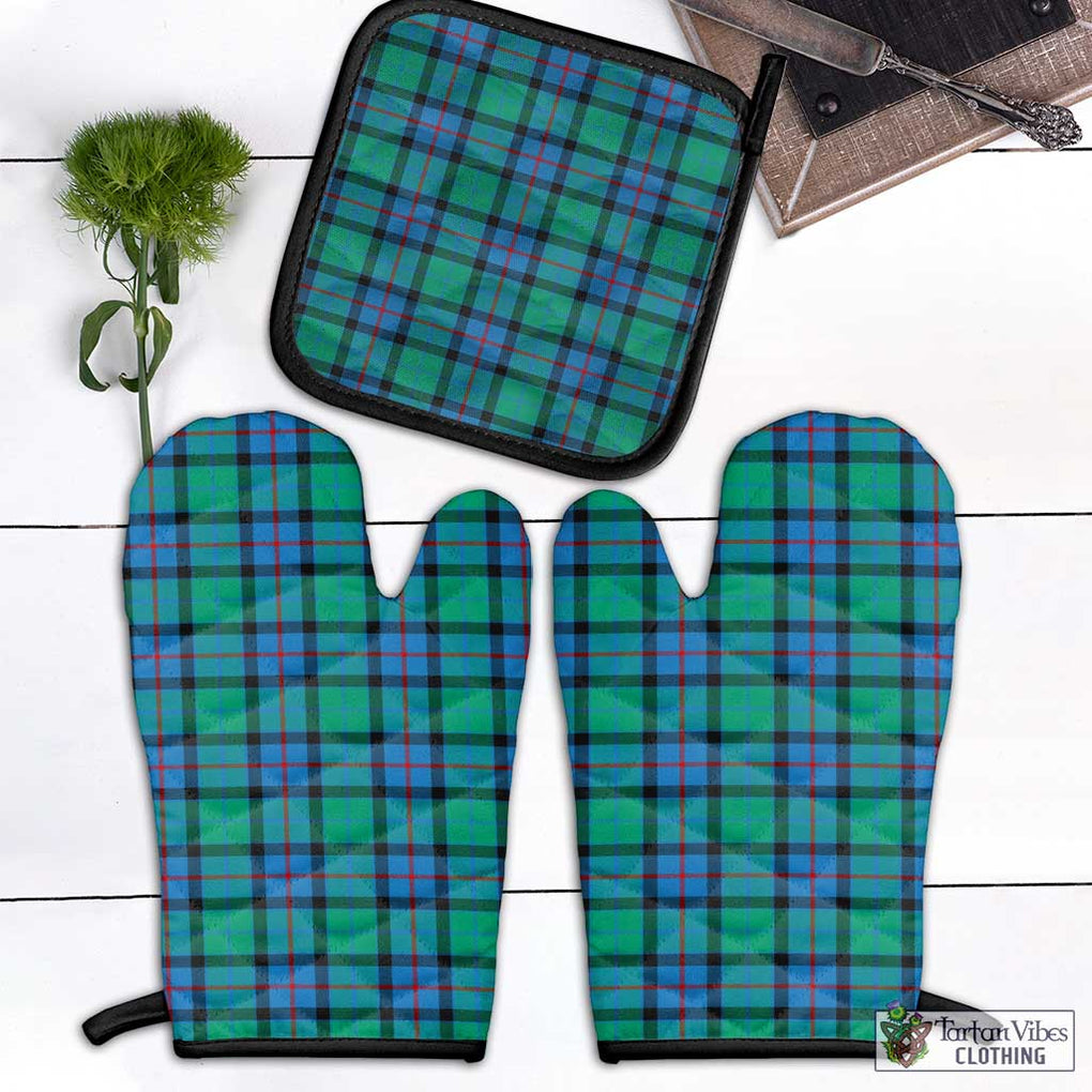 Flower Of Scotland Tartan Combo Oven Mitt & Pot-Holder Black - Tartan Vibes Clothing