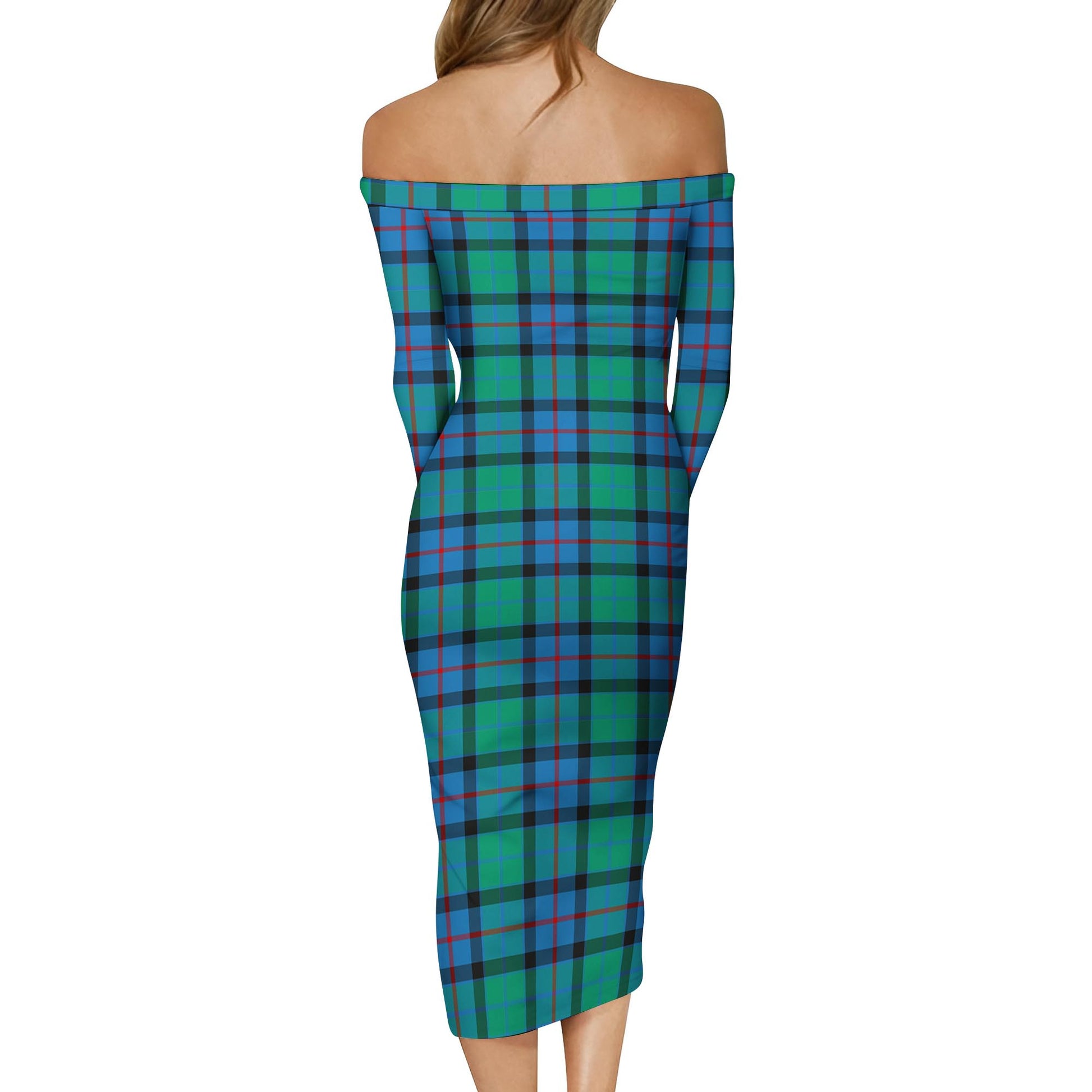 Flower Of Scotland Tartan Off Shoulder Lady Dress - Tartanvibesclothing