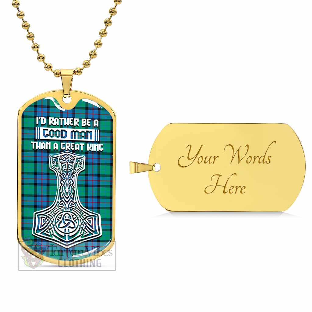 Tartan Vibes Clothing Flower Of Scotland Tartan Dog Tag Necklace Viking Mjolnir Style