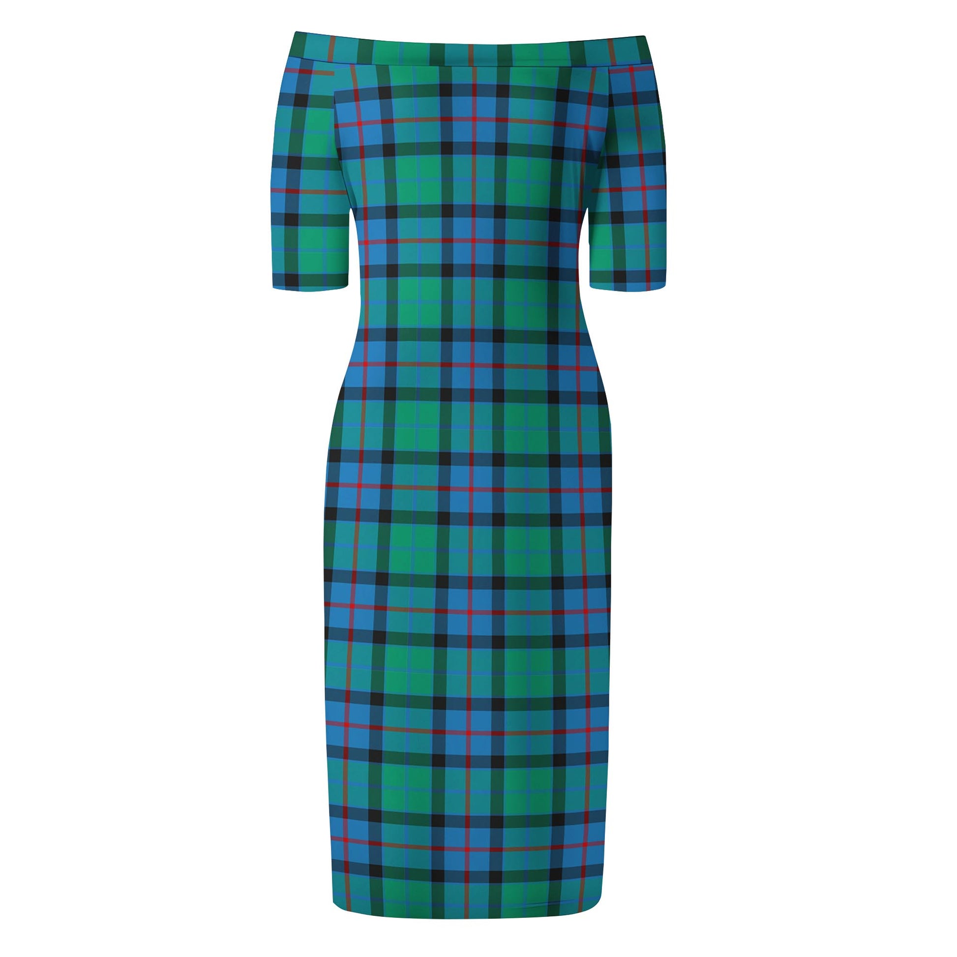 Flower Of Scotland Tartan Off Shoulder Lady Dress - Tartanvibesclothing