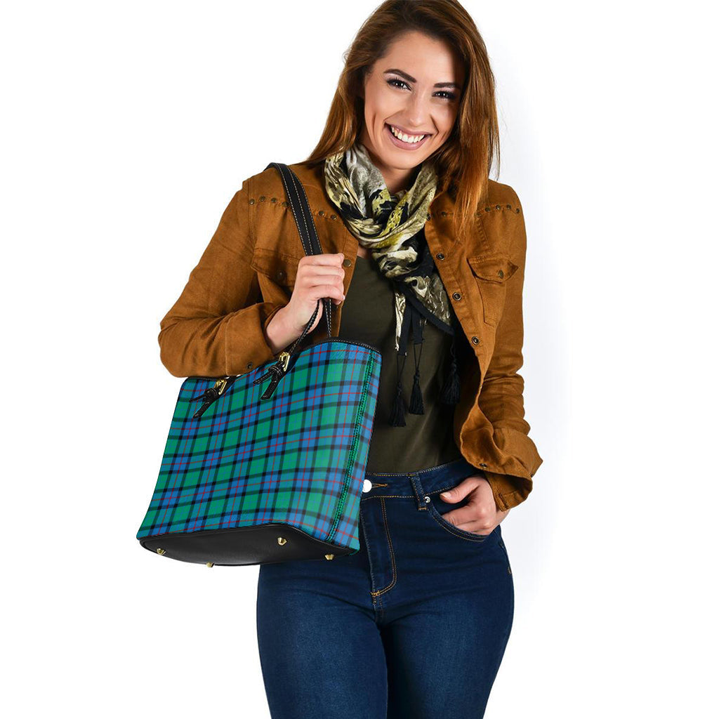 Flower Of Scotland Tartan Leather Tote Bag - Tartan Vibes Clothing