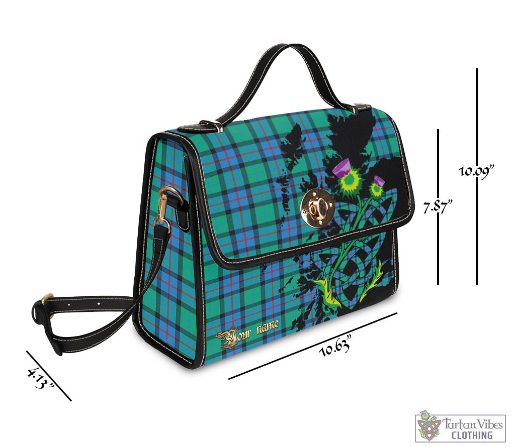 Tartan Vibes Clothing Flower Of Scotland Tartan Waterproof Canvas Bag with Scotland Map and Thistle Celtic Accents