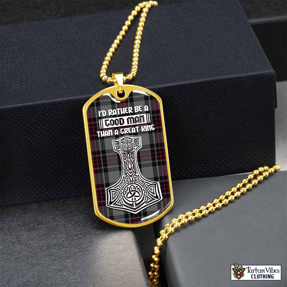 Flynn Tartan Dog Tag Necklace Viking Mjolnir Style Gold No - Tartan Vibes Clothing