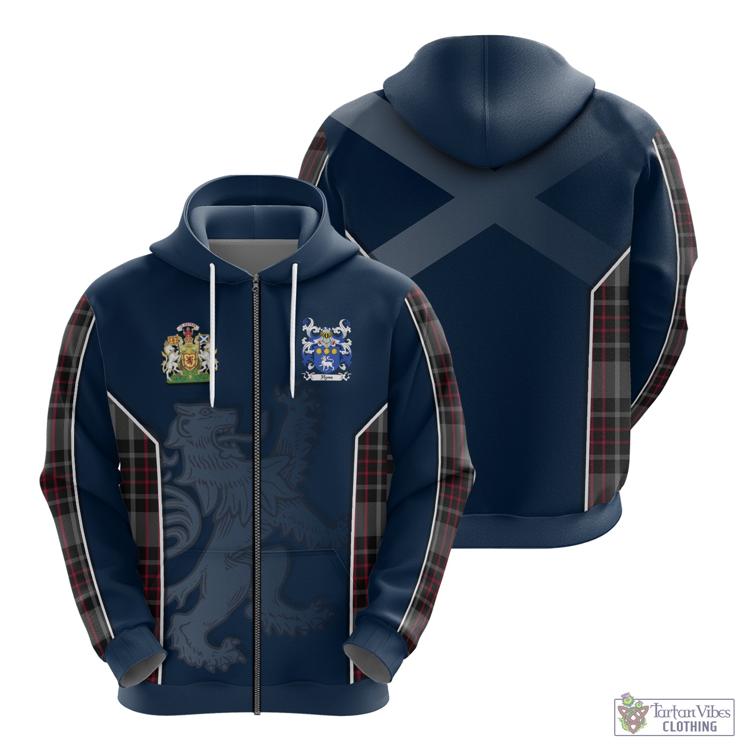 Flynn Tartan Hoodie with Lion Rampant Vibes Sport Style Zip Hoodie - Tartan Vibes Clothing