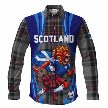 Flynn Scotland Football Tartan Long Sleeve Button Shirts Lion Mascot Go Scottish Men's Shirt S - Tartan Vibes Clothing