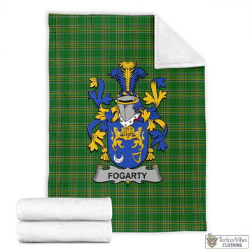 Fogarty Irish Clan Tartan Blanket with Coat of Arms X-Large 59 x 79 inches 150 x 200 cm - Tartan Vibes Clothing