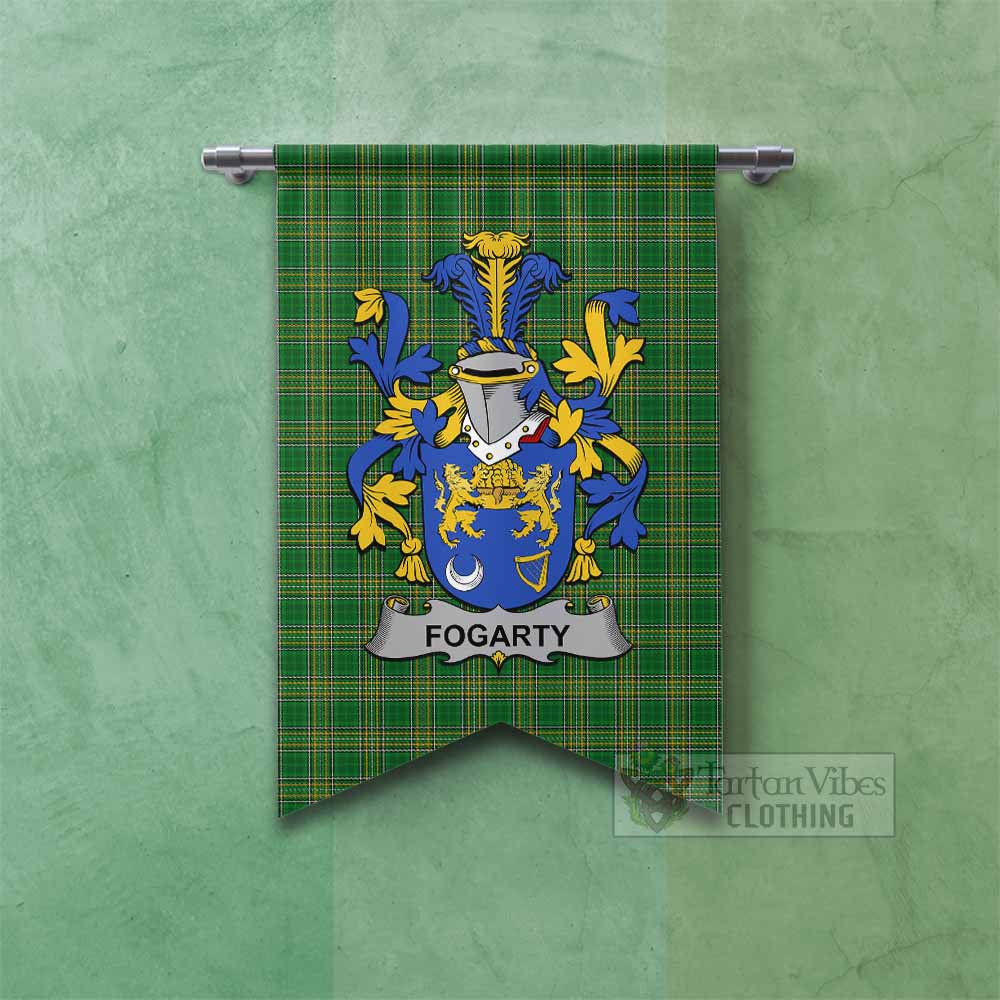 Fogarty Irish Clan Tartan Gonfalon, Tartan Banner with Coat of Arms Fishtail - Tartan Vibes Clothing