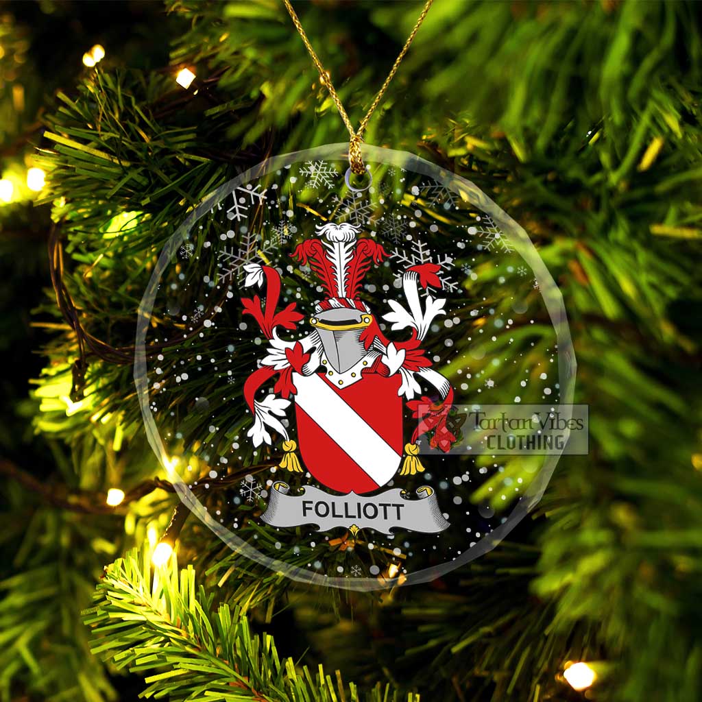 Folliott Irish Clan Christmas Glass Ornament with Coat of Arms Transparent Glass Circle - 2D-tartanvibesclothing