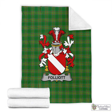 Folliott Irish Clan Tartan Blanket with Coat of Arms X-Large 59 x 79 inches 150 x 200 cm - Tartan Vibes Clothing