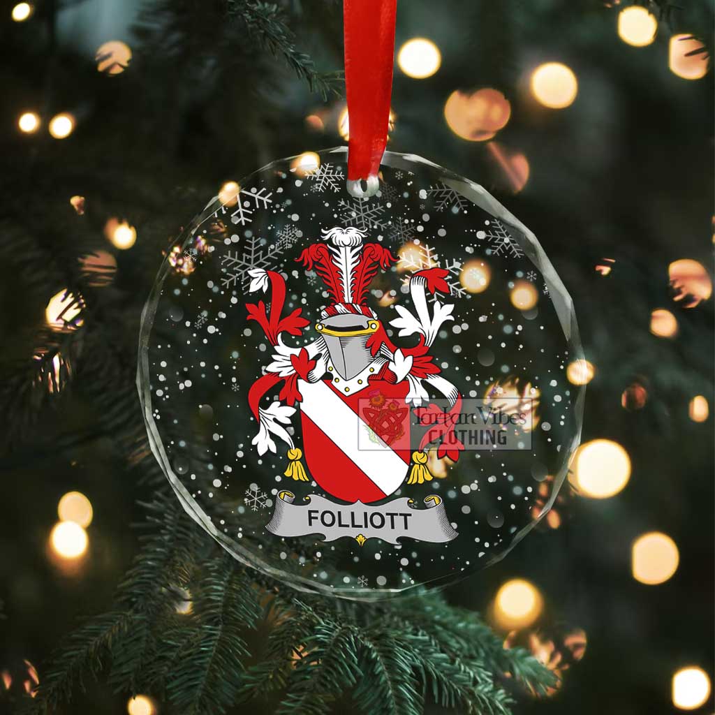 Folliott Irish Clan Christmas Glass Ornament with Coat of Arms - 2D-tartanvibesclothing