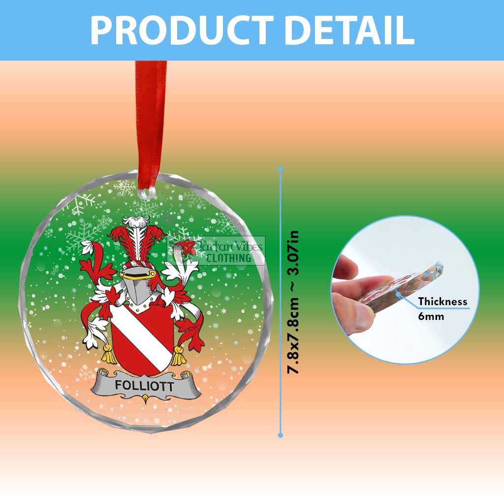 Folliott Irish Clan Christmas Glass Ornament with Coat of Arms - 2D-tartanvibesclothing