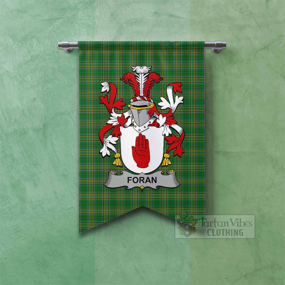 Tartan Vibes Clothing Foran Irish Clan Tartan Gonfalon, Tartan Banner with Coat of Arms