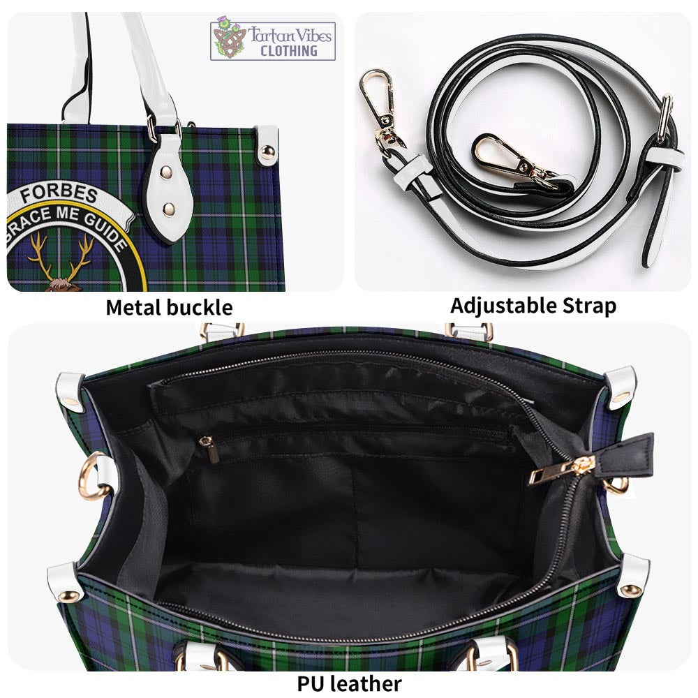 Tartan Vibes Clothing Forbes Tartan Luxury Leather Handbags with Family Crest