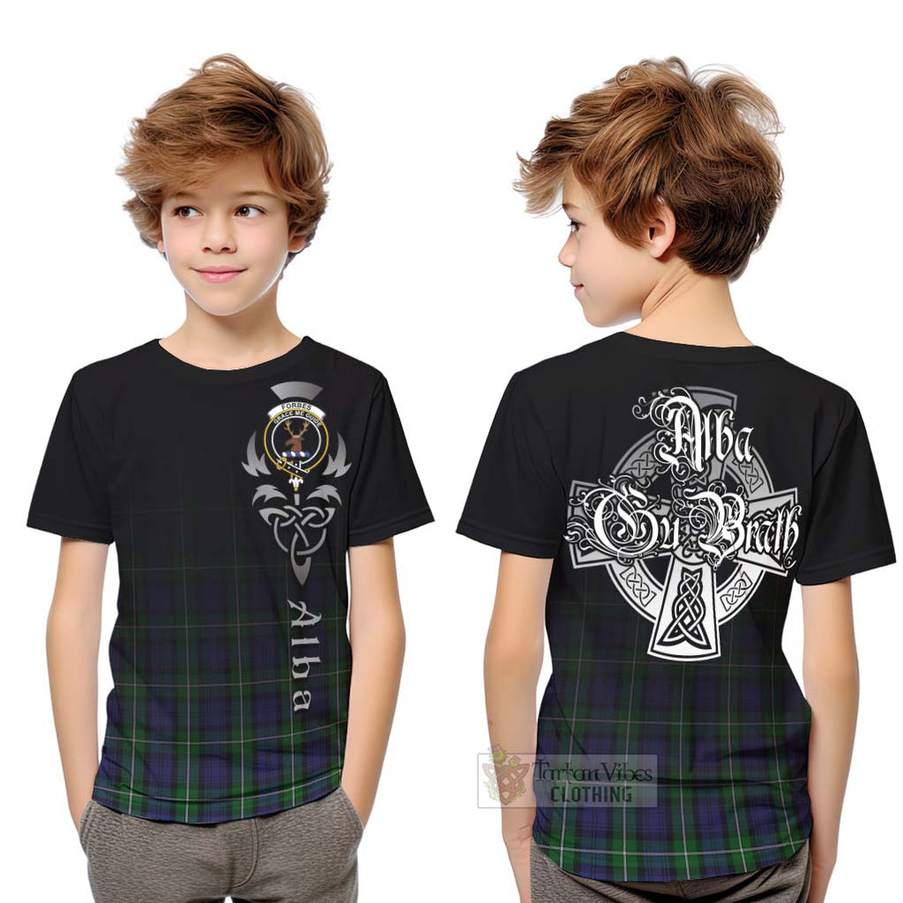 Tartan Vibes Clothing Forbes Tartan Kid T-Shirt Featuring Alba Gu Brath Family Crest Celtic Inspired