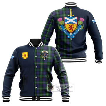 Tartan Vibes Clothing Forbes Tartan Baseball Jacket with Scottish Lion Royal Arm Half Style
