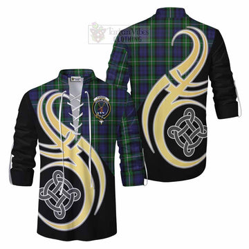 Tartan Vibes Clothing Forbes Tartan Ghillie Kilt Shirt with Family Crest and Celtic Symbol Style