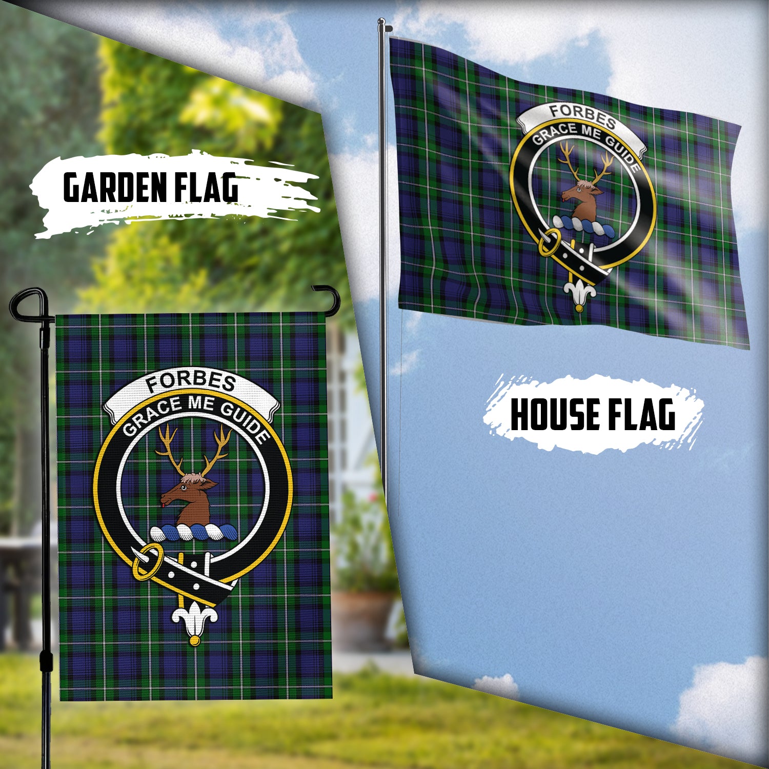 forbes-tartan-flag-with-family-crest