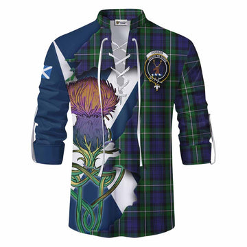 Tartan Vibes Clothing Forbes Tartan Family Crest Ghillie Kilt Shirt Scottish Thistle Celtic Inspired