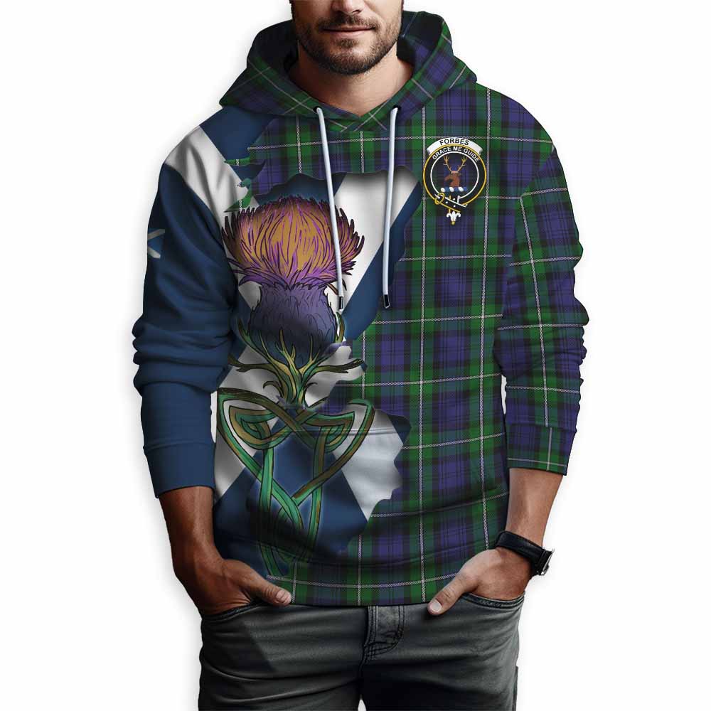 Tartan Vibes Clothing Forbes Tartan Family Crest Hoodie Scottish Thistle Celtic Inspired
