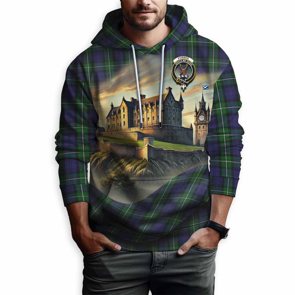 Tartan Vibes Clothing Forbes Tartan Family Crest Hoodie with Scottish Ancient Castle Style