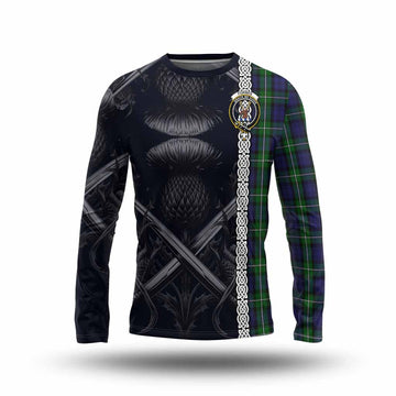 Tartan Vibes Clothing Forbes Tartan Long Sleeve T-Shirt with Family Crest Cross Sword Thistle Celtic Vibes