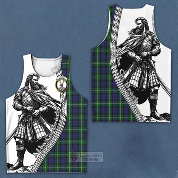 Tartan Vibes Clothing Forbes Tartan Clan Crest Men's Tank Top with Highlander Warrior Celtic Style