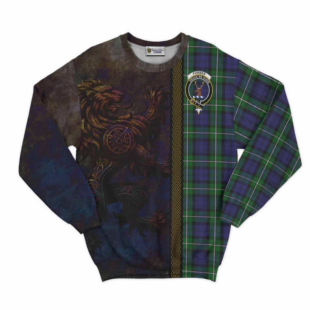 Tartan Vibes Clothing Forbes Tartan Family Crest Sweatshirt Alba Gu Brath Be Brave Lion Ancient Style