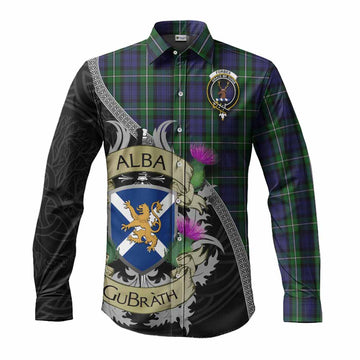 Forbes Tartan Family Crest Long Sleeve Button Shirt Lion Rampant Royal Thistle Shield Celtic Inspired