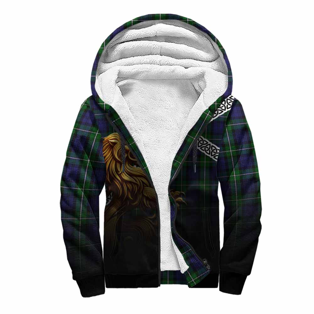 Tartan Vibes Clothing Forbes Crest Tartan Sherpa Hoodie with Golden Lion Emblem Celtic Style
