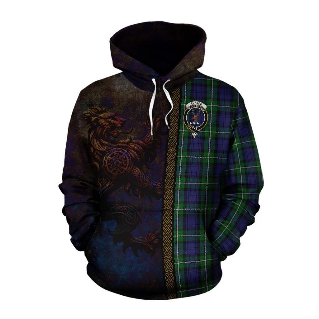 Tartan Vibes Clothing Forbes Tartan Family Crest Cotton Hoodie Alba Gu Brath Be Brave Lion Ancient Style