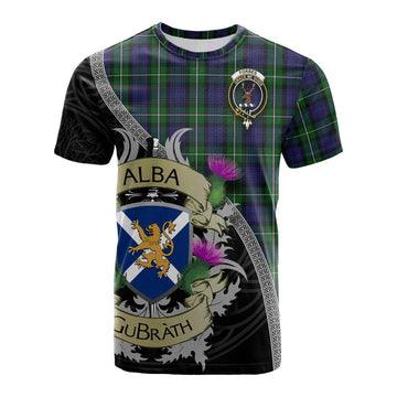 Tartan Vibes Clothing Forbes Tartan Family Crest Cotton T-shirt Lion Rampant Royal Thistle Shield Celtic Inspired
