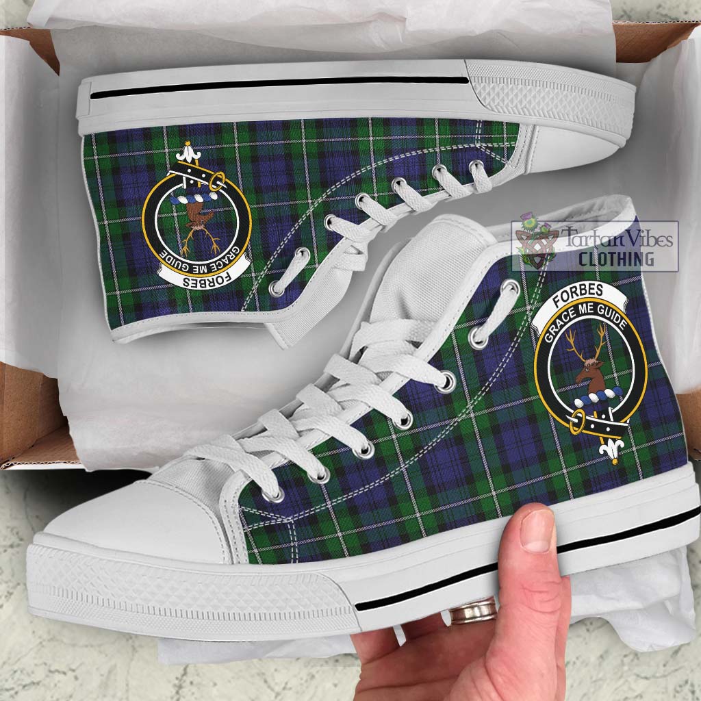 Tartan Vibes Clothing Forbes Tartan High Top Shoes with Family Crest